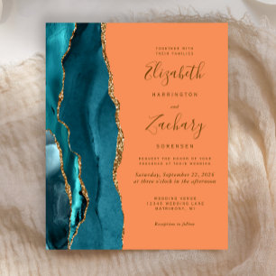 Lámina Invitación a la boda de la mandarina de oro Verde