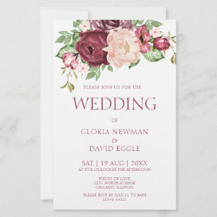 Lámina Invitación a la boda de la Marsala rosada elegante
