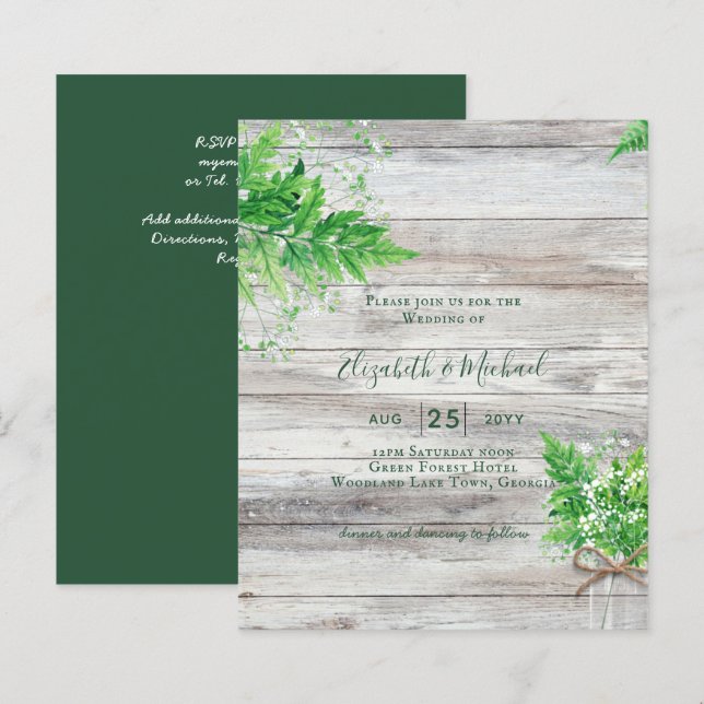 Lámina Invitación a la boda de la Moda de la vegetación d (Anverso / Reverso)