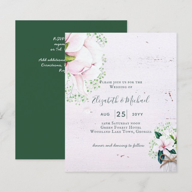 Lámina Invitación a la boda de la Moda de Magnolia Rosa d (Anverso / Reverso)