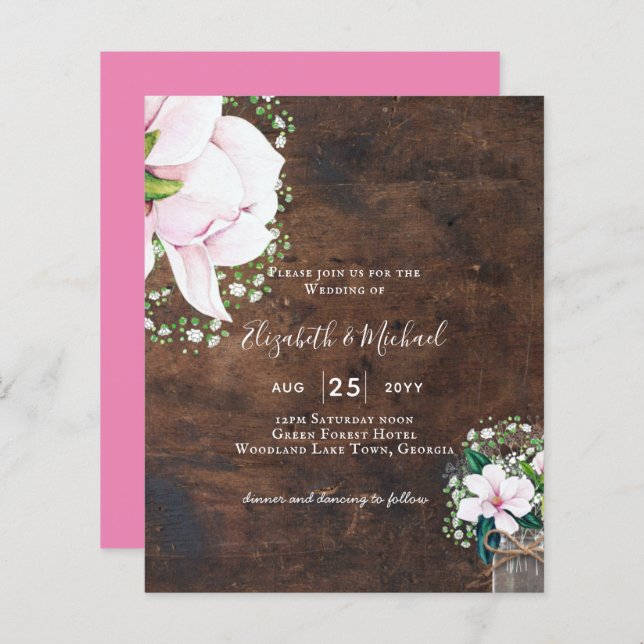 Lámina Invitación a la boda de la Moda de Magnolia Rosa d (Anverso / Reverso)