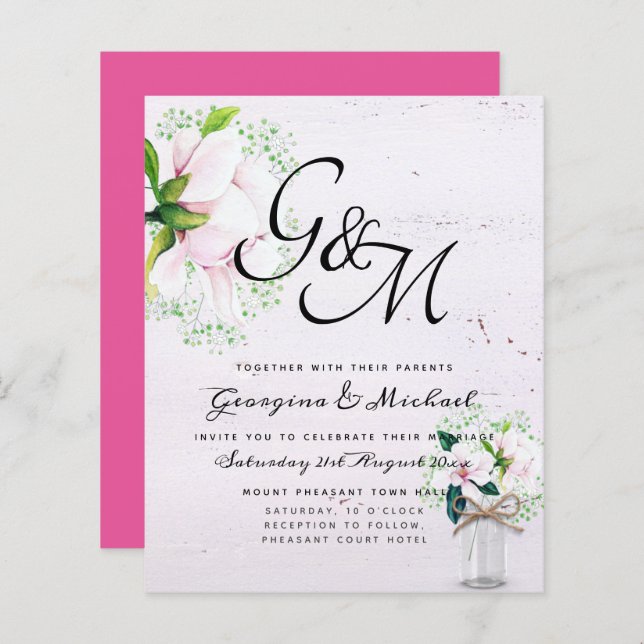 Lámina Invitación a la boda de la Moda de Magnolia Rosa d (Anverso / Reverso)