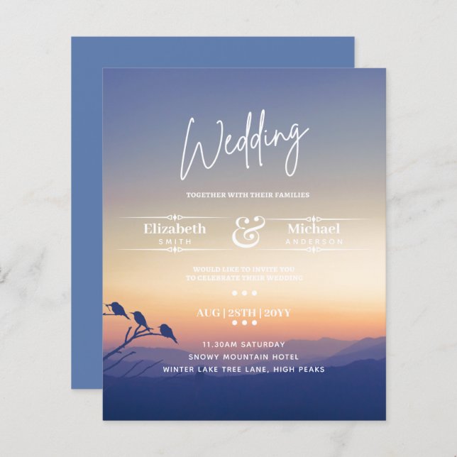 Lámina Invitación a la boda de la montaña LeahG BUDGET (Anverso / Reverso)