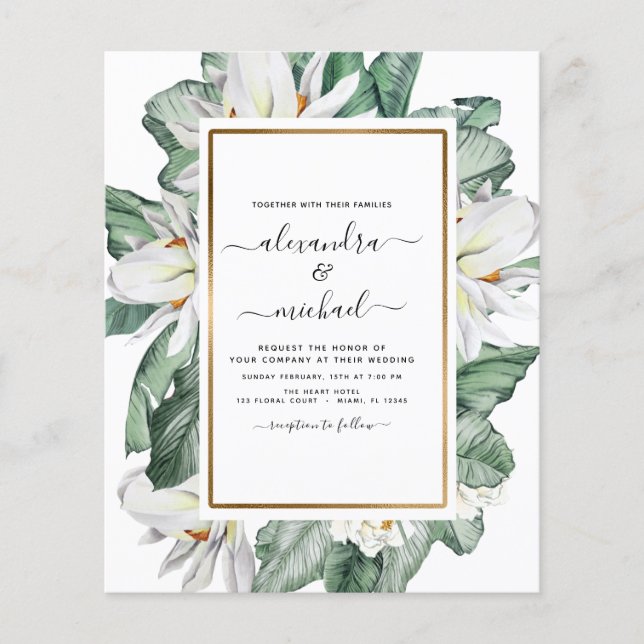Lámina Invitación a la boda de la palma de la magnolia tr (Anverso)