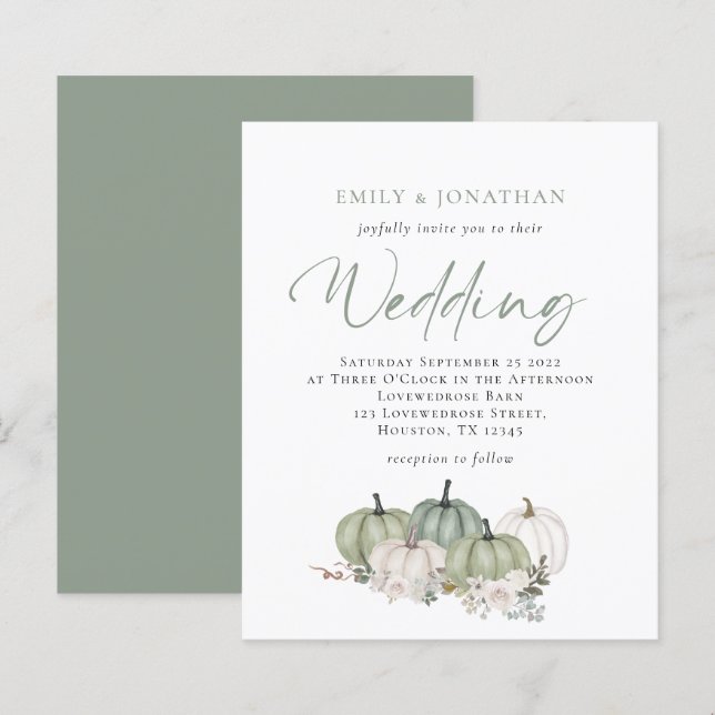 Lámina Invitación a la boda de las calabazas de salvia de (Anverso / Reverso)