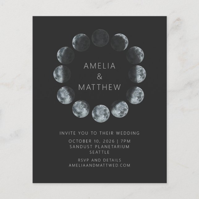 Lámina Invitación a la boda de las fases de la luna de co (Anverso)