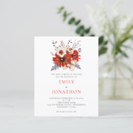 Lámina Invitación a la boda de las Florales Rojas Elegant