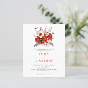 Lámina Invitación a la boda de las Florales Rojas Elegant
