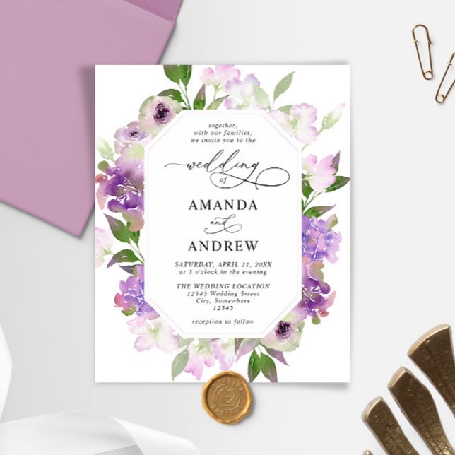 Lámina Invitación a la boda de las flores de Lilac elegan (Subido por el creador)