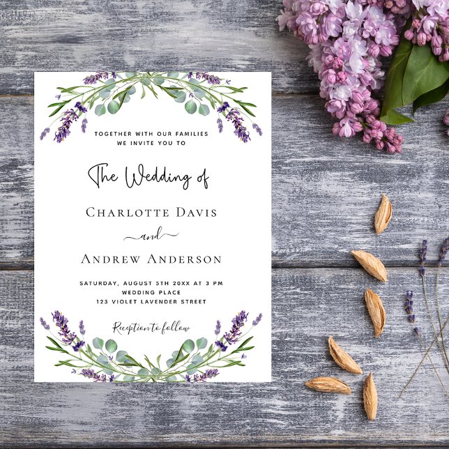 Lámina Invitación a la boda de lavanda con presupuesto de (Subido por el creador)