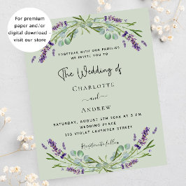 Lámina Invitación a la boda de Lavender eucalyptus sage b