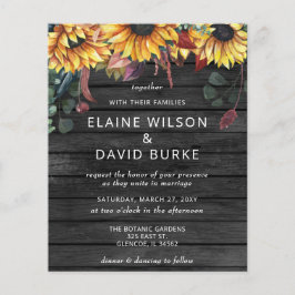 Lámina Invitación a la boda de los girasoles de la madera