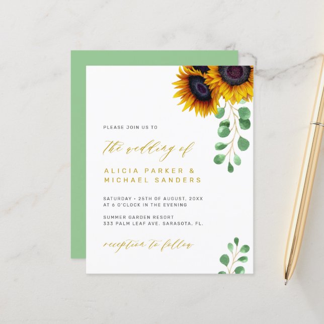 Lámina Invitación a la boda de los girasoles de presupues (Anverso/Reverso In Situ)