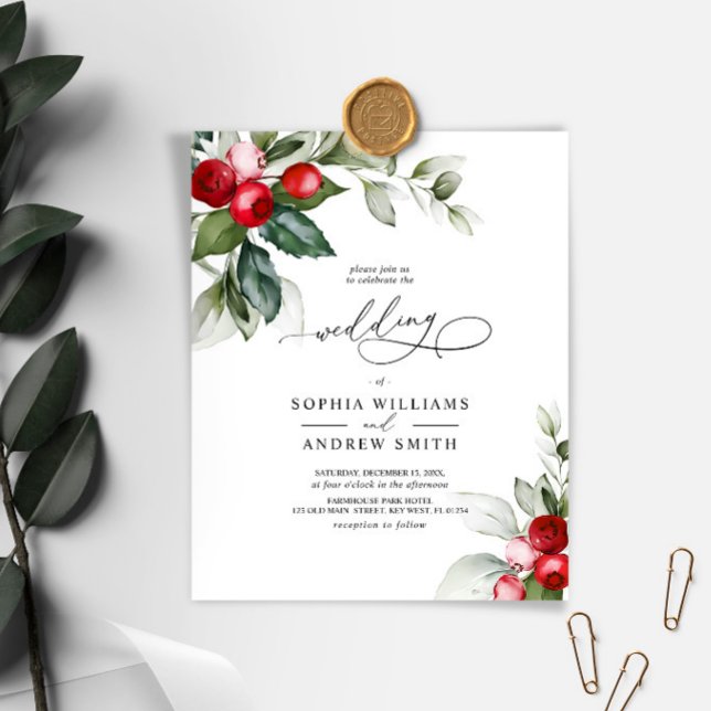 Lámina Invitación a la boda de los Navidades de presupues (Christmas Wedding Invitation)