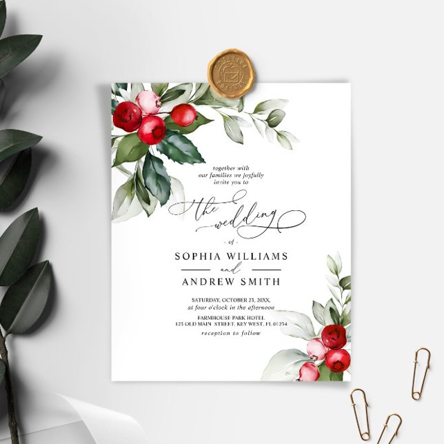 Lámina Invitación a la boda de los Navidades de presupues (Christmas Wedding Invitation)