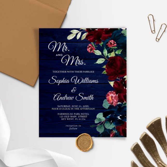 Lámina Invitación a la Boda de Madera de Borgoña y Marina (Subido por el creador)