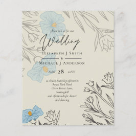 Lámina Invitación a la boda de Magnolia con amapola azul 