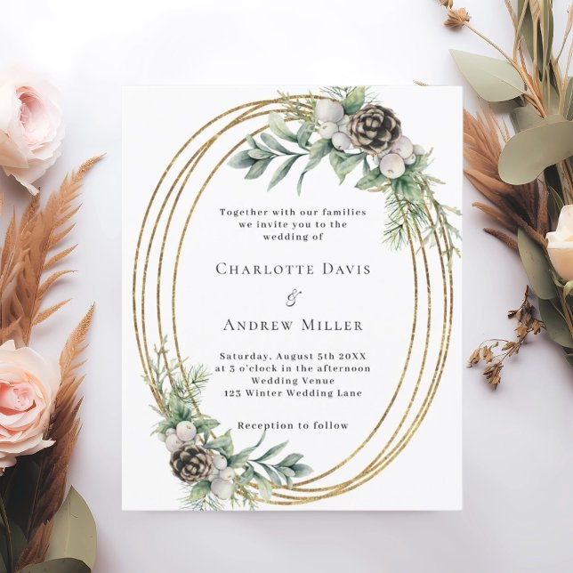 Lámina Invitación a la boda de marco dorado de pino cino (Subido por el creador)