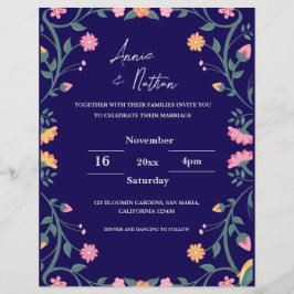 Lámina Invitación a la boda de marco floral con bonito in