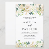 Invitación a la boda de marfil con acuarela de col