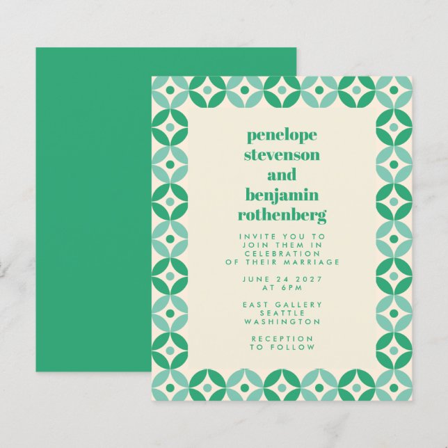 Lámina Invitación a la boda de Moda geométrica del método (Anverso / Reverso)