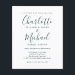 Lámina Invitación a la boda de Moda presupuestaria con gu<br><div class="desc">Con elegantes nombres de estilo señorial,  esta moderna invitación a una boda verde esmeralda puede ser personalizada con su información en letras de moda. Diseñado por Thisisnotme©</div>