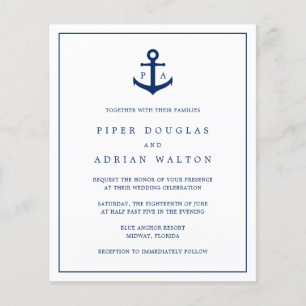 Lámina Invitación a la boda de monograma de Anchor Nautic