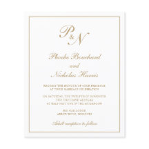 Invitación a la Boda de Monograma Elegante de Oro