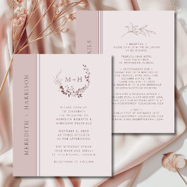 Lámina Invitación a la boda de monograma Rubor de Rosa de