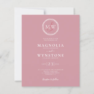 Lámina Invitación a la boda de monograma Rubor elegante p