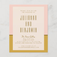 Invitación a la boda de mostaza rosa moderna con p