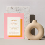 Lámina Invitación a la boda de Naranja rosado geométrico<br><div class="desc">Invitación a la boda de estilo Naranja y rosa con estilo geométrico moderno de presupuesto</div>
