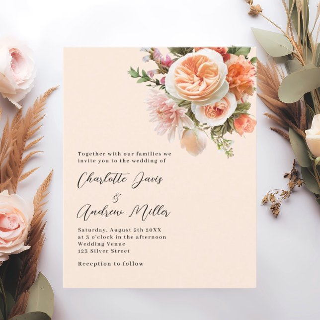 Lámina invitación a la boda de naranjas de melocotón rosa (Subido por el creador)
