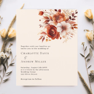 Lámina Invitación a la boda de naranjas quemados en beige