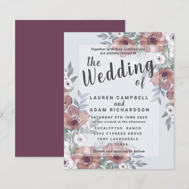 Lámina Invitación a la boda de Naranjas quemados y rusos  (Anverso / Reverso)