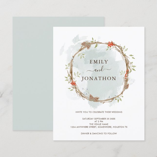 Lámina Invitación a la boda de Navidades de Budget Pine B (Anverso / Reverso)