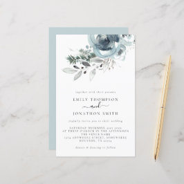 Lámina Invitación a la boda de Navidades de flores modern