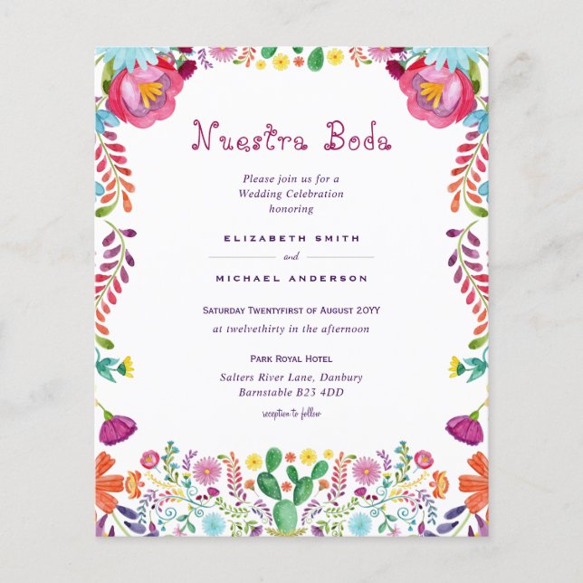Lámina Invitación a la boda de Nuestra Boda Flowers (Anverso)