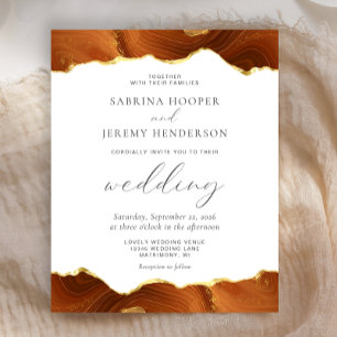 Lámina Invitación a la Boda de Oro Agate Naranja Quemado 