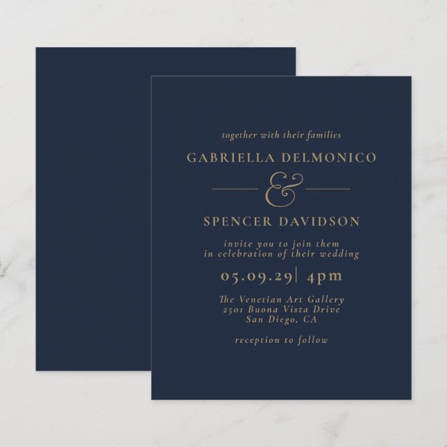 Lámina Invitación a la Boda de Oro Azul BUDGET (Anverso / Reverso)