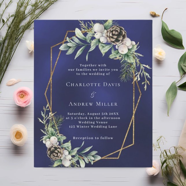 Lámina Invitación a la boda de oro azul de pino cino (Subido por el creador)