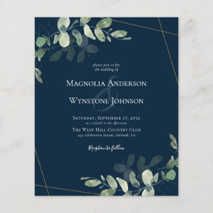 Lámina Invitación a la Boda de Oro Azul Eucalyptus de Pre