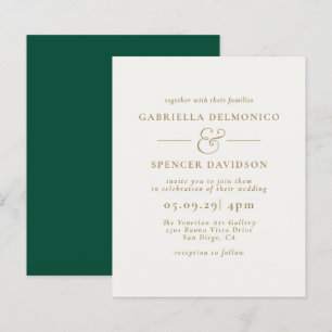 Lámina Invitación a la Boda de Oro con Crema Verde Esmera