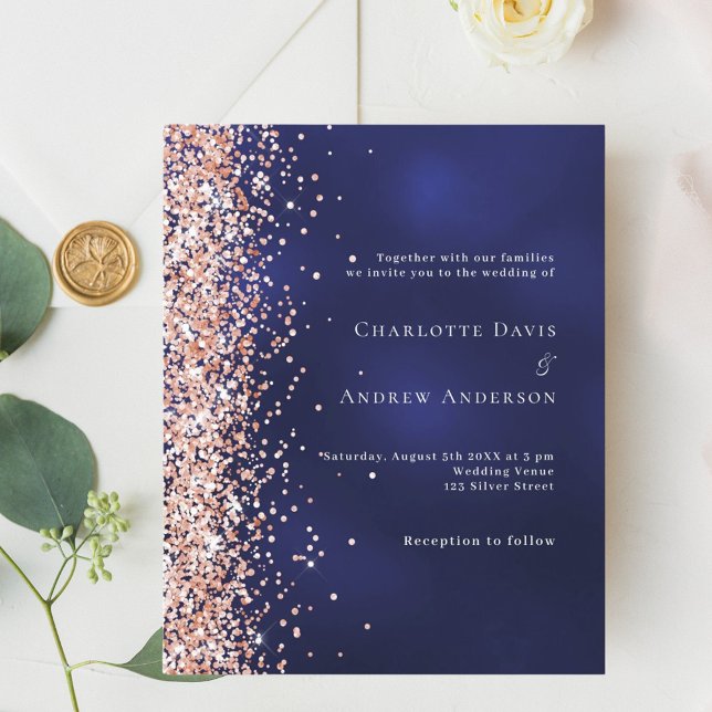 Lámina Invitación a la boda de oro con rosa azul de la ma (Subido por el creador)