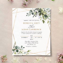 Lámina Invitación a la Boda de Oro de Dusty Blue Green