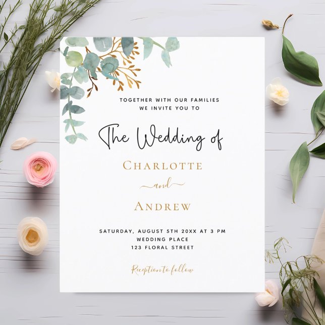 Lámina Invitación a la boda de oro de eucalipto presupues (Subido por el creador)