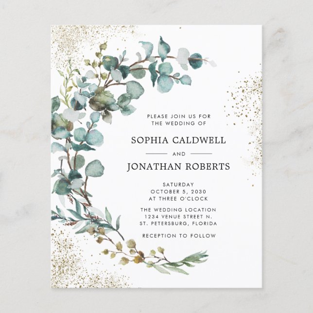 Lámina Invitación a la Boda de Oro de Eucalyptus (Anverso)
