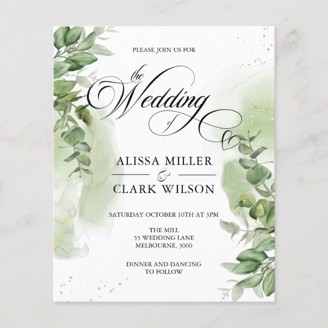 Lámina Invitación a la Boda de Oro de Eucalyptus Greenery (Anverso)