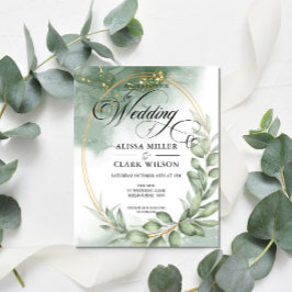 Lámina Invitación a la Boda de Oro de Eucalyptus Greenery