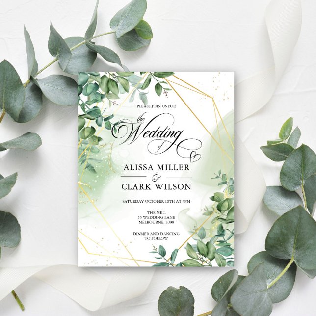 Lámina Invitación a la Boda de Oro de Eucalyptus Greenery (Subido por el creador)
